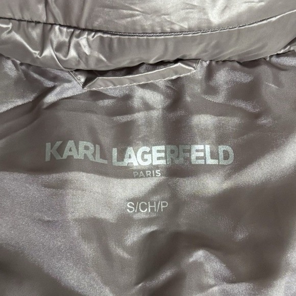 Karl Lagerfeld Paris Women's Quilted Puffer Jacket S Blush Hooded Coat winter - Picture 4 of 9